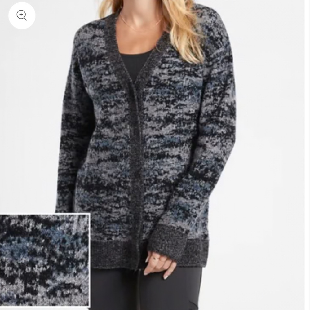 Athleta Sweater Cardigan Wool Blend in Fog Camo Cool Size SP